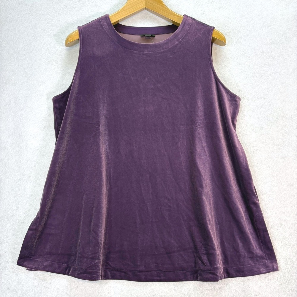 J. Jill Purple Velvet Sleeveless Wearever Tank Top Womens XL Minimalist Elegance